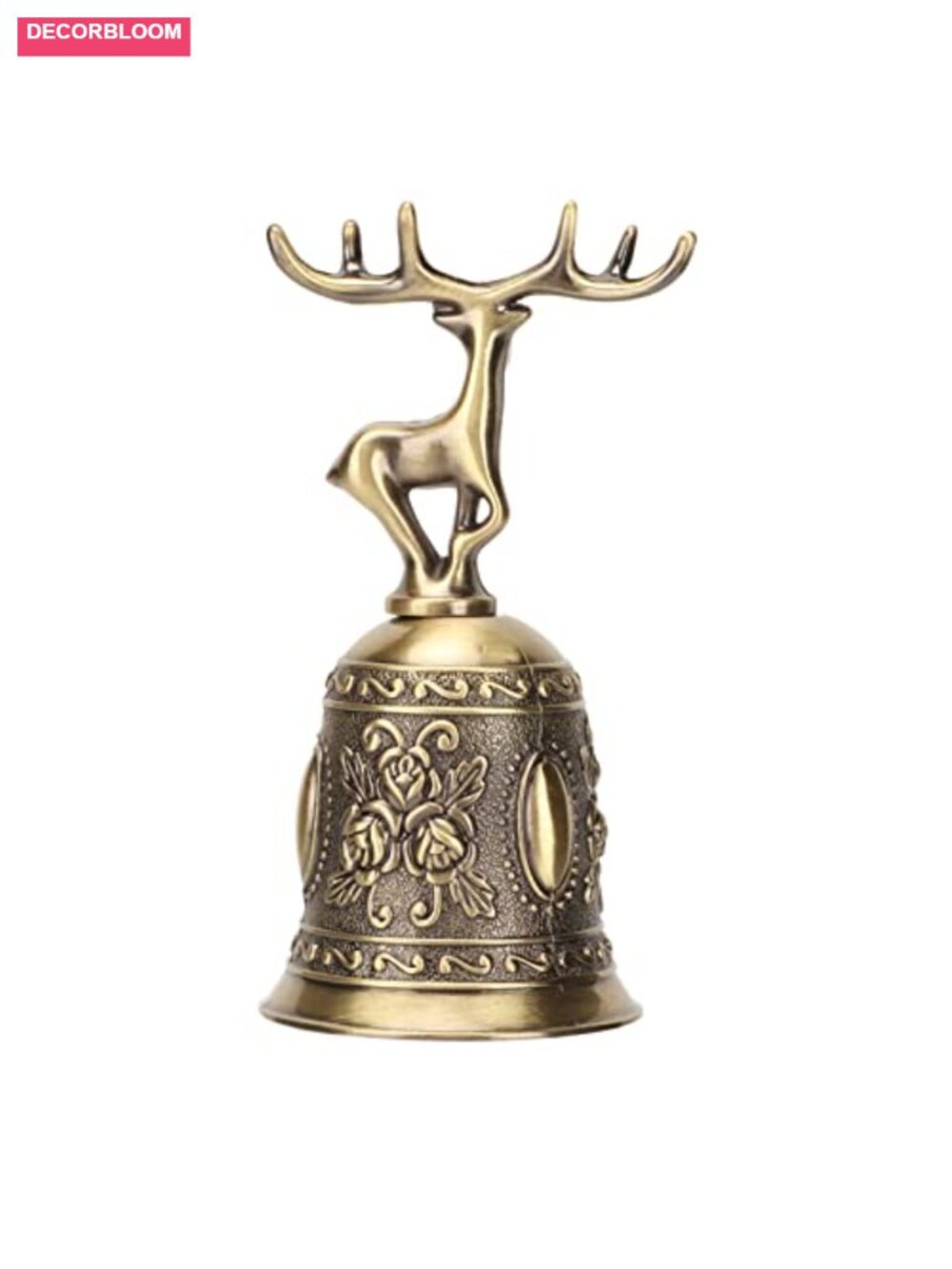 Vintage Deer Hand Bell Zinc Alloy Plating Dinner Bell Decor
